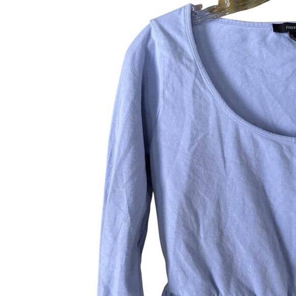 Forever 21 Baby Blue Long-Sleeve Top - Scoop Neck, Ruffled Peplum, Y2K Style - Picture 3 of 5